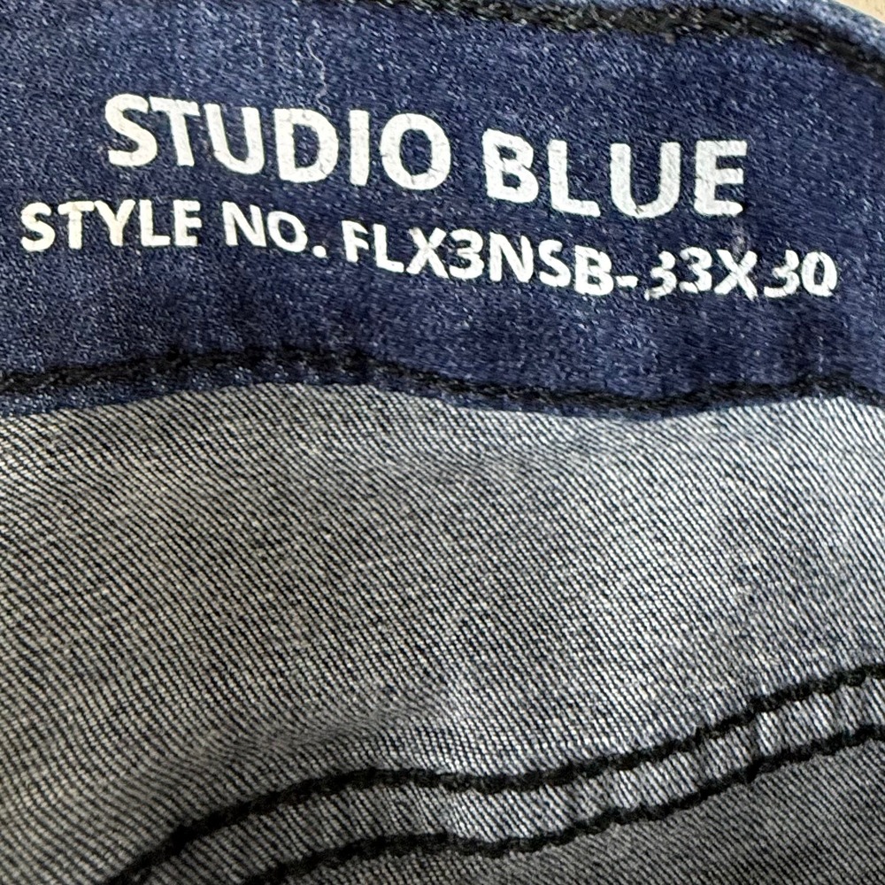 Mugsy Jeans Mens 33x30 Studio Blue Straight Leg Dark Wash Style FLX3NSB - Picture 4 of 9